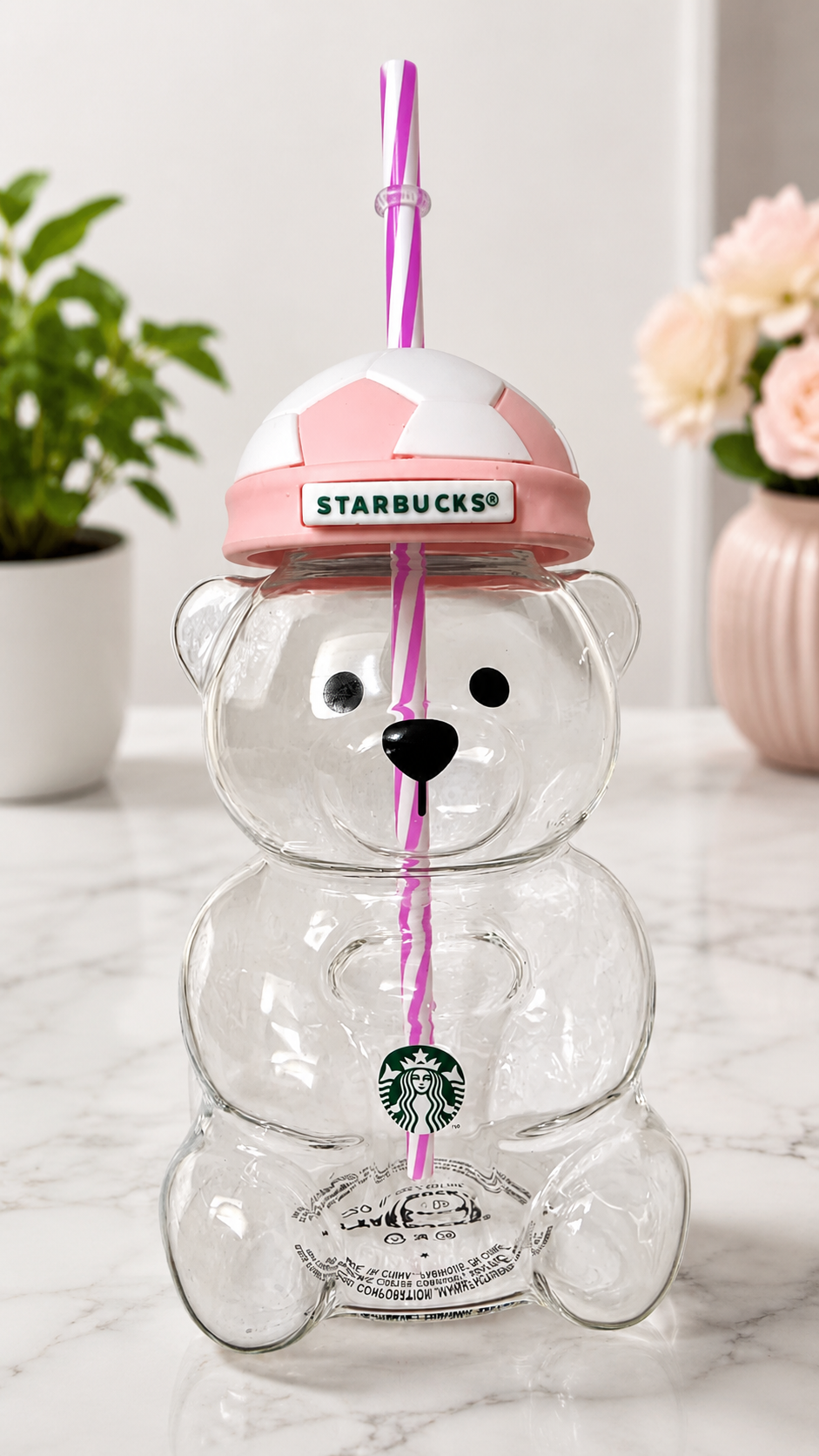 Cute Pink Teddy Bear Drinking Cup – Trendy Starbucks Style Tumbler for Daily Use