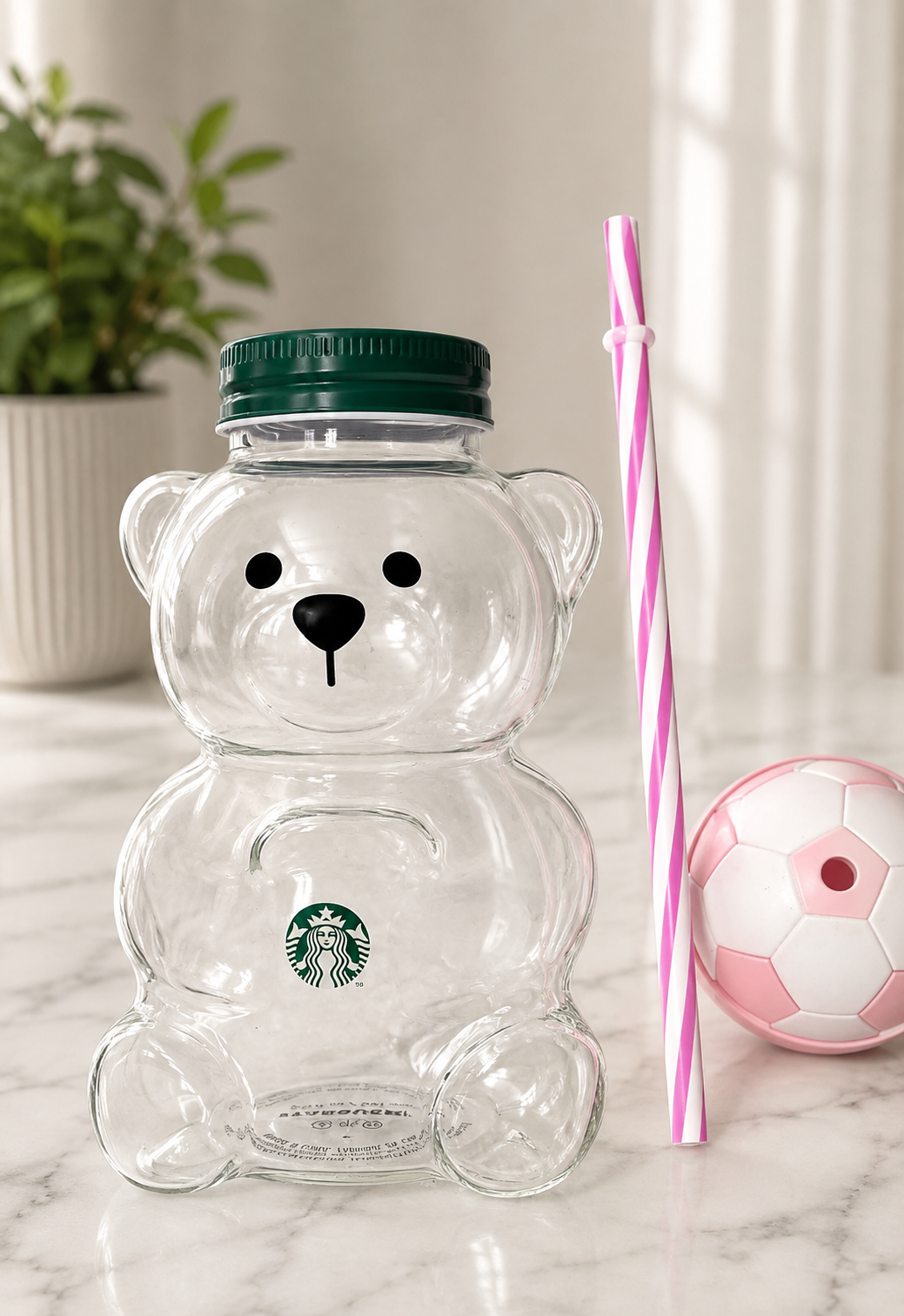 Cute Pink Teddy Bear Drinking Cup – Trendy Starbucks Style Tumbler for Daily Use