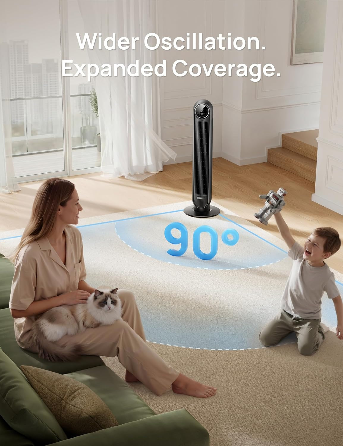 Dreo Nomad One S Tower Fan – Smart Oscillating Floor Fan with Remote Control & App Control