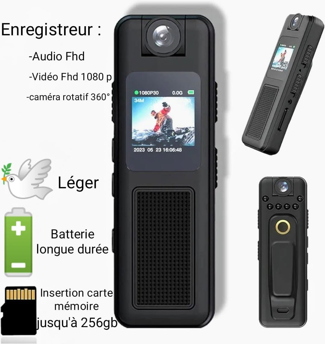 Back Clip Camera 1080P Full HD Conference Recorder – Portable Video & Audio Recording Device
