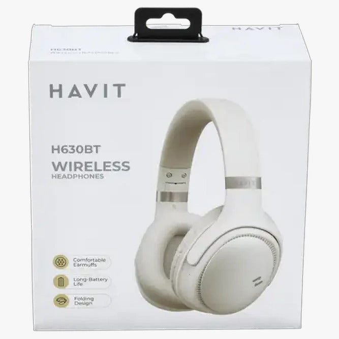 Wireless Bluetooth Headphones Over Ear, Foldable Stereo Headset with Soft Cushions – White