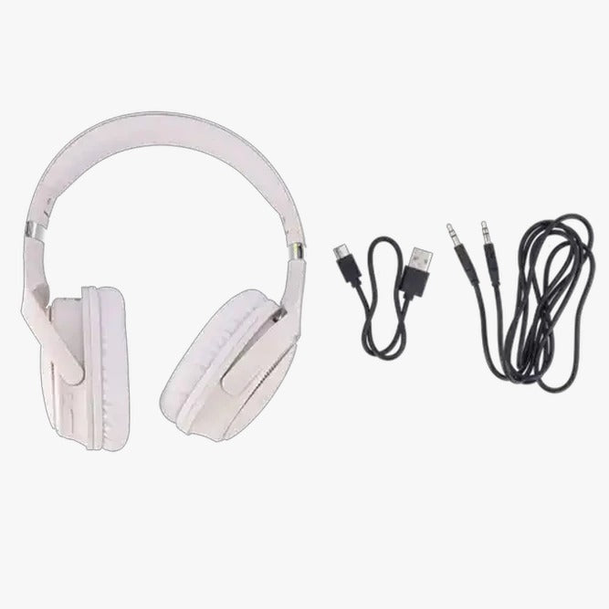 Wireless Bluetooth Headphones Over Ear, Foldable Stereo Headset with Soft Cushions – White